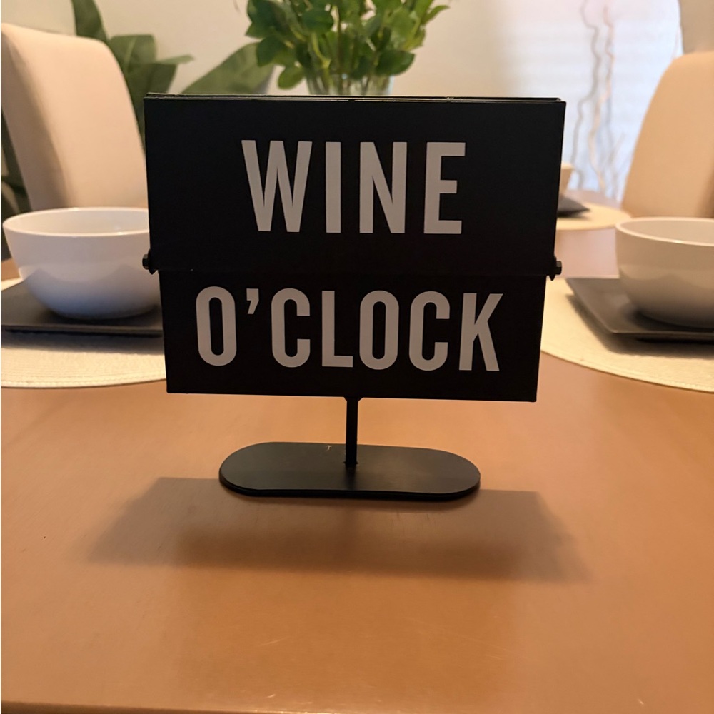 Wine O'Clock/Coffee Time Table Sign - Black & White